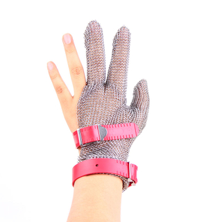 Kettenhemd-Dreifingerhandschuh mit Kunststoffband