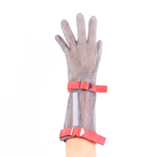Gant long en cotte de mailles avec sangle textile, manchette de 15 cm