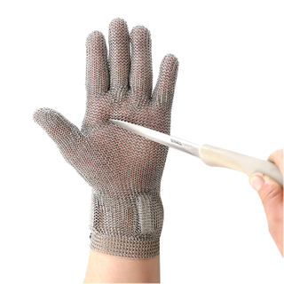 Langer Kettenhemdhandschuh mit Metallhaken, 8 cm Manschette