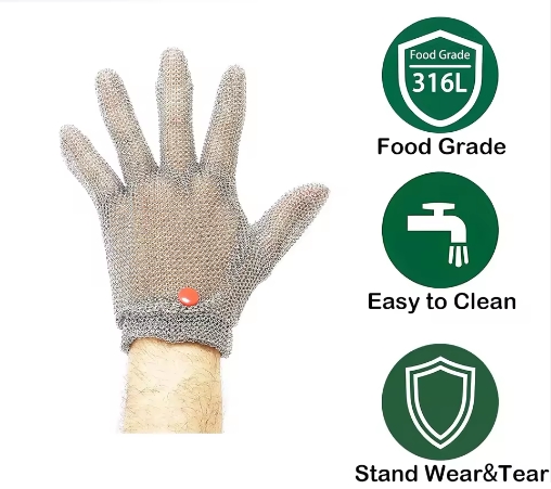 Guantes de cinco dedos de cota de malla resistentes a cortes China